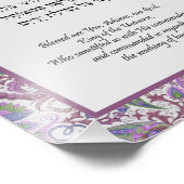 Lila Floral Paisley Hebrew Handwäsche Segen Fotodruck (Ecke)