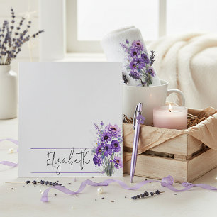 Lila floral personalisiert notizblock