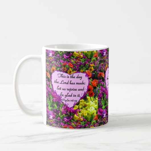 LILA FLORAL PSALM 118:24 FOTO-DESIGN KAFFEETASSE (Links)
