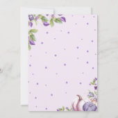 Lila Floral Pumpkin Fall Babydusche Einladung (Rückseite)