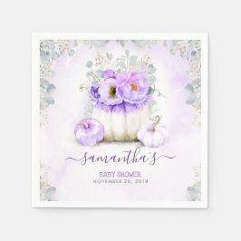 Lila Floral Pumpkins Fall Baby Dusche Serviette