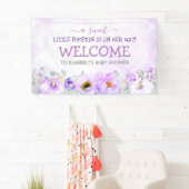 Lila Floral Pumpkins Fall Baby Dusche Willkommen Banner (Insitu)