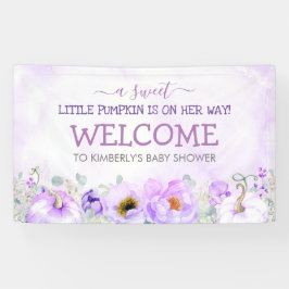 Lila Floral Pumpkins Fall Baby Dusche Willkommen Banner