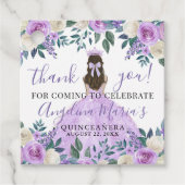 Lila Floral Quinceanera Danke Geschenkanhänger (Vorderseite)