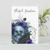 Lila Floral Raven gesegnet Samhain Pagan Gruß Karte (Stehend Vorderseite)