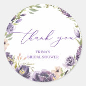 Lila Floral Round Gvor Sticker (Vorderseite)