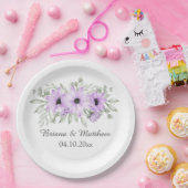 Lila Floral Simple Elegante Pappteller (Party)