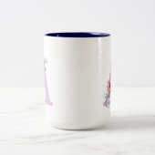 Lila floral Simple Minimal Monogram Coffee Tasse (Mittel)