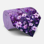 Lila Floral Spitze  Krawatte (Gerollt)