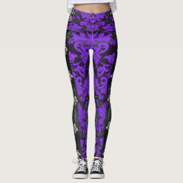 Lila floral Viktorianisch Steampunk Spandex Leggin Leggings