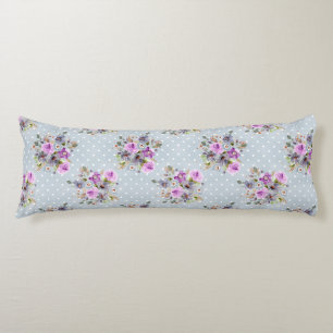 Lila Floral Wasserfarbe Blau Weiß Punkte Seitenschläferkissen