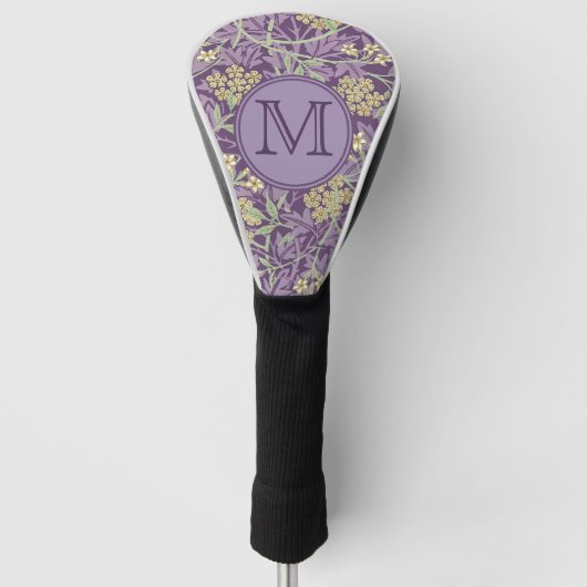 Lila Floral William Morris Custom Initial Ladys Golf Headcover (Vorderseite)
