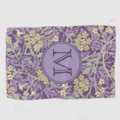 Lila Floral William Morris Custom Initial Ladys Golfhandtuch (Horizontal)