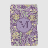 Lila Floral William Morris Custom Initial Ladys Golfhandtuch (Vorderseite)