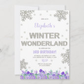 Lila Floral Winter Wunderland Einladungen (Vorderseite)