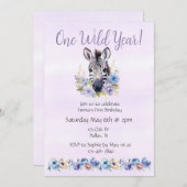 Lila Floral Zebra Geburtstag Einladung (Vorne/Hinten)