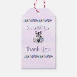 Lila Floral Zebra Geburtstag Geschenkanhänger