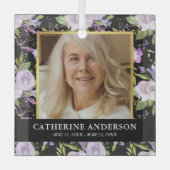 Lila Floraldenkmal Foto Weihnachten Ornament Aus Glas (Vorderseite)