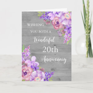 Lila florale 20. Hochzeitskarte Karte