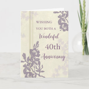 Lila florale 40. Hochzeitskarte Karte