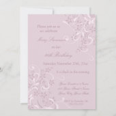 Lila florale 90. Geburtstagsparty Einladungen (Rückseite)