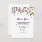 Lila florale Beerdigung Vielen Dank Dankeskarte (Vorne/Hinten)