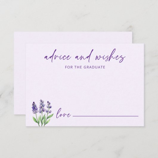 Lila florale Beratung für den Abschluss des Absolv Begleitkarte (Vorne/Hinten)