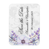 Lila florale Berry Wreath Wedding Save the Date Magnet (Vertikal)
