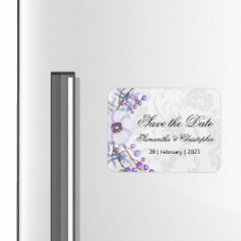 Lila florale Berry Wreath Wedding Save the Date Magnet