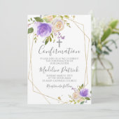 Lila florale Bestätigung Einladung (Stehend Vorderseite)