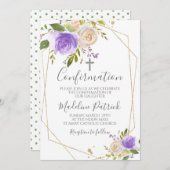 Lila florale Bestätigung Einladung (Vorne/Hinten)