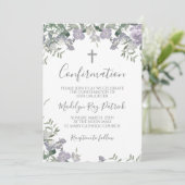 Lila florale Bestätigung Einladung (Stehend Vorderseite)