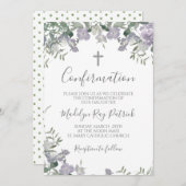 Lila florale Bestätigung Einladung (Vorne/Hinten)