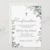 Lila florale Bestätigung Einladung (Vorne/Hinten)