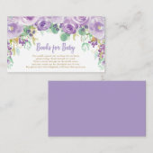 Lila florale Blume Babydusche bringen ein Buch Begleitkarte (Vorne/Hinten)
