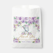 Lila florale Blume Niedlich Elephant Baby Dusche Geschenktütchen (Vorderseite)