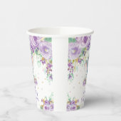 Lila florale Blume Niedlich Elephant Baby Dusche Pappbecher (Links)