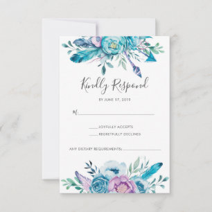 Lila florale boho wassercolor RSVP-Karten RSVP Karte