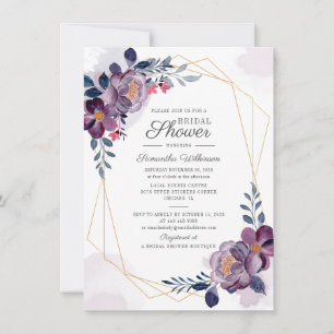 Lila florale botanische geometrische Brautparty Einladung