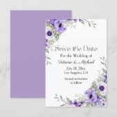 lila florale, botanische Schrift Save The Date (Vorne/Hinten)
