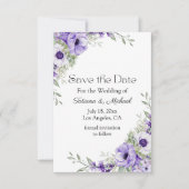 lila florale, botanische Schrift Save The Date (Vorderseite)