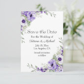 lila florale, botanische Schrift Save The Date (Stehend Vorderseite)