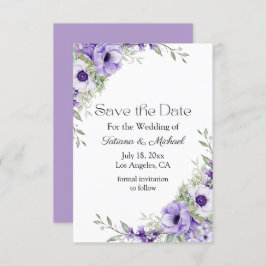 lila florale, botanische Schrift Save The Date