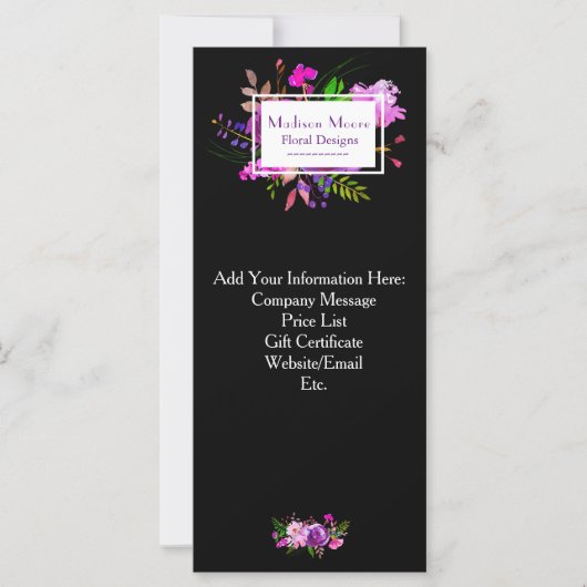 Lila florale Bouquet Business Rack Card (Vorderseite)