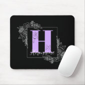 Lila florale Butterfly Custom Monogram - Letter H Mousepad (Mit Mouse)