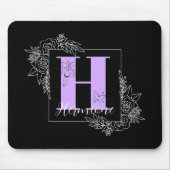 Lila florale Butterfly Custom Monogram - Letter H Mousepad (Vorne)