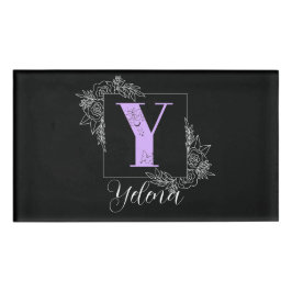 Lila florale Butterfly Custom Monogram - Letter Y Namenschild