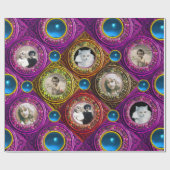 LILA FLORALE CHRISTMAS KROWN, BLAUER GEM FOTO RAHM GESCHENKPAPIER (Flach)