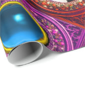 LILA FLORALE CHRISTMAS KROWN, BLAUER GEM FOTO RAHM GESCHENKPAPIER (Rolleneckpunkt)