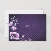 Lila florale Decoration Flat Danke Karte (Rückseite)